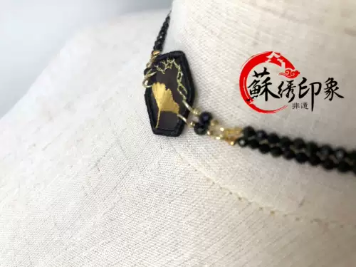 Китайский чокер ручной работы, ожерелье, двусторонняя вышивка, с вышивкой, китайский стиль