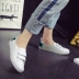 Giày trắng nữ thoáng khí Velcro 2017 mùa hè phiên bản mới của Hàn Quốc hoang dã miệng thấp để giúp giày lười đế bằng thông thường giày bốt nữ Giày cắt thấp