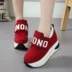 Phiên bản Hàn Quốc của giày thể thao nữ màu hồng hoang dã phù hợp với học sinh Velcro bên trong tăng 10cm nêm muffin với giày thấp Giày cắt thấp