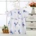 Bé sơ sinh ngắn tay jumpsuit cotton áo choàng mùa hè bé mỏng đồ ngủ bông bông crepe gạc kết cấu đồ liền thân cho bé Áo liền quần