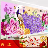 Tranh kim cương 2019 hoa mới mở phong phú gạch đá sơn điểm chéo thêu con công kim cương đầy đủ kim cương thêu kim cương phòng khách - Công cụ & phụ kiện Cross-stitch tranh thêu gia hòa vạn sự hưng