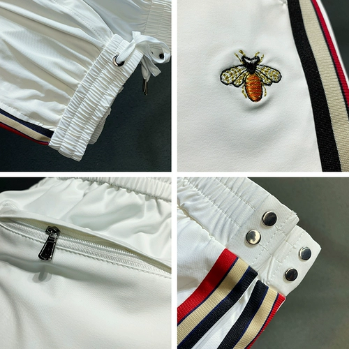 Белые летние тонкие эластичные шелковые мужские спортивные штаны для отдыха, свободный крой