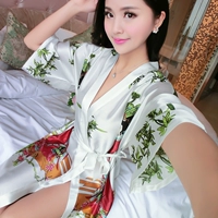 Mùa hè sexy đồ ngủ của phụ nữ Hàn Quốc phiên bản của áo choàng lụa lụa Nhật Bản lụa dịch vụ nhà lụa ladies áo choàng tắm XL áo ngủ đẹp