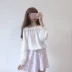 2018 mùa xuân mới Hàn Quốc phiên bản của lỏng hoang dã ren đèn lồng tay áo sơ mi dài tay voan áo sơ mi mùa hè phụ nữ sinh viên