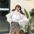 2018 mùa hè mới của phụ nữ sinh viên Hàn Quốc lỏng ren áo thun voan hai mảnh áo khoác nhỏ tươi dài tay áo triều các kiểu áo sơ mi nữ de thương Áo sơ mi chiffon ren