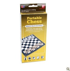 Шахматы ub儿童培训迷你版小号金银棋子国际象棋磁铁性折叠带锁扣棋盘便携