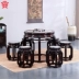 Bàn ăn gỗ gụ kết hợp bộ bàn ghế nhà hàng Zambia máu gỗ đàn hương cổ Trung Quốc rắn gỗ mận trống - Bộ đồ nội thất