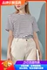 Teenie gấu 2020 mùa hè mới của phụ nữ in áo thun cotton tay ngắn sọc hàng đầu TTRS206302I - Cộng với kích thước quần áo