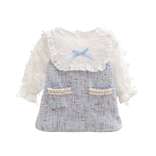 Платье для девочек, демисезонный утепленный пуховик, наряд маленькой принцессы, 2019, в западном стиле, в стиле Шанель, 1-3-5 лет