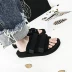 Spore Tháng Sáu dép màu đen của nam giới mùa hè màu rắn Hàn Quốc dép giản dị Velcro giày bãi biển xu hướng hoang dã giay the thao nam Sandal