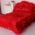 Hồng satin bông denim Hàn Quốc phiên bản của bông công chúa gió ren chăn 1.8m mới miễn phí vận chuyển 4 bộ - Bộ đồ giường bốn mảnh Bộ đồ giường bốn mảnh