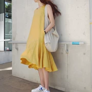 L19 Phụ nữ Hàn Quốc thế hệ mới váy hoa sen bằng vải lanh trong đoạn dài không tay mùa hè của phụ nữ váy vest - Sản phẩm HOT