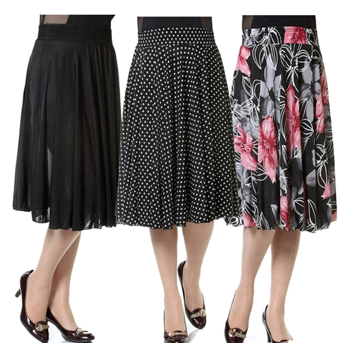 Летняя шелковая юбка для матери, для среднего возраста, большой размер, эластичная талия