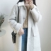 Áo len lông nhung giả xương cá sấu họa tiết nữ mùa thu và mùa đông dài Phần phiên bản Hàn Quốc của búp bê Chic ve áo ấm dày