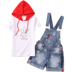 Cô gái denim bib 2018 mới lớn trẻ em mùa hè ăn mặc dây đeo quần short 12-15 tuổi trẻ em mùa hè phù hợp với Quần jean