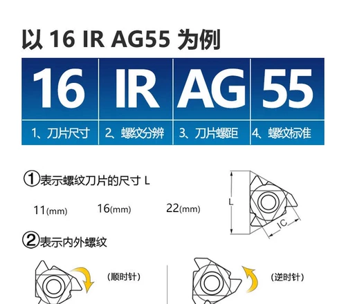 Рисовый лезвие девять -летняя магазин более 20 цветов рисового лезвия 16er/ir Ag60 CNC Внутренняя и внешняя нить
