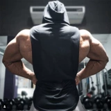 Однотонный хлопковый спортивный базовый жилет для спортзала с капюшоном для тренировок, свободный крой
