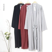 Nhật bản kimono robe knit cotton mùa xuân và mùa thu áo choàng tắm nam mùa hè mỏng tăng dài một mảnh đồ ngủ áo choàng tắm