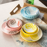 Jingdezhen bát sứ phong cách Nhật Bản dễ thương sáng tạo củ sen bí ngô bát cơm bát đĩa hộ gia đình bề mặt bát bộ đồ ăn - Đồ ăn tối