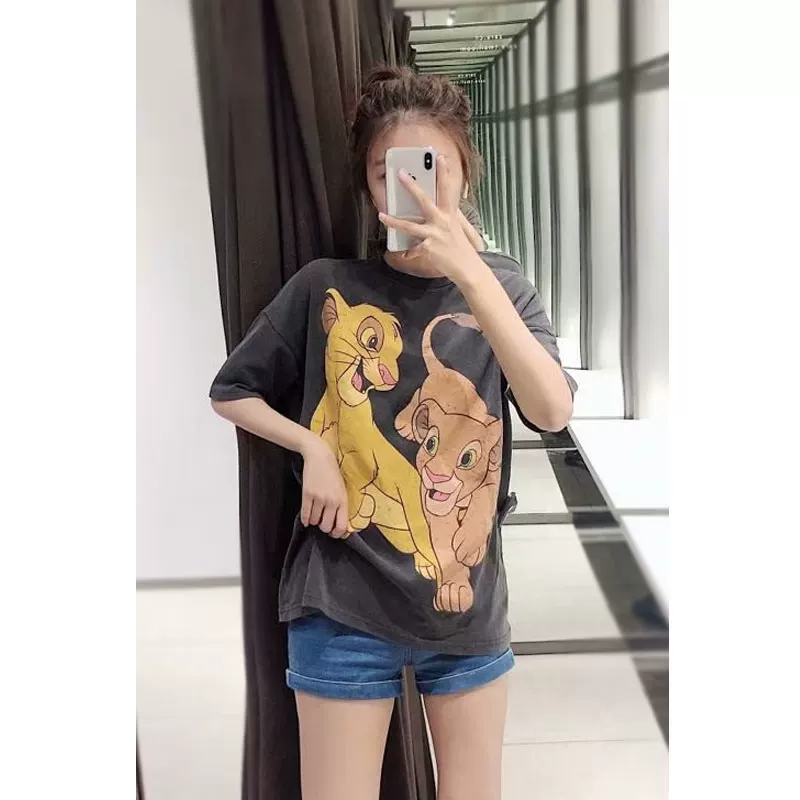 [UR ZARA HMZA迪士尼狮子王辛巴印花短袖T恤女00962201807 0962201]