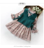 Осеннее платье, юбка, детский наряд маленькой принцессы, комплект, жилет, в корейском стиле, детская одежда, длинный рукав, цветочный принт