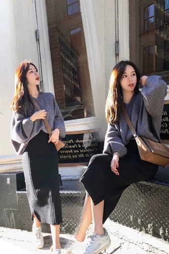 Демисезонный свитер, осенняя подходит с юбкой, комплект, городской стиль, коллекция 2021, в корейском стиле, осенний
