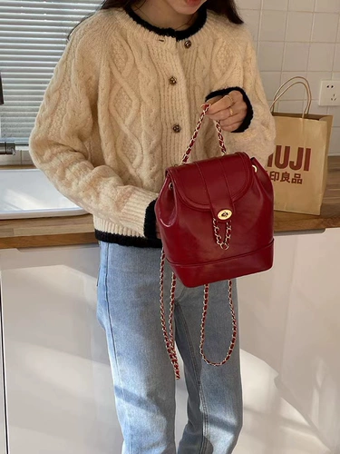 Цепь, рюкзак, сумка через плечо, брендовая сумка на одно плечо, в стиле Шанель, из натуральной кожи