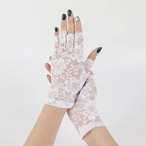 Кружевные перчатки, короткий летний уличный нескользящий тонкий дышащий сексуальный весенний комплект, без пальцев, защита от солнца