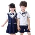 Áo lớp mẫu giáo mùa hè Tay áo ngắn đồng phục trường học váy trẻ em cotton thể thao váy tiểu học Đồng phục trường học / tùy chỉnh thực hiện