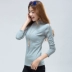 Mùa xuân và mùa thu 2018 phiên bản Hàn Quốc của chiếc áo sơ mi cổ cao tự trồng nửa cổ áo nữ hoang dã size lớn là áo sơ mi mỏng màu dài tay áo thun