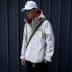 Phong cách Nhật Bản thương hiệu mùa đông dày chữ thêu đội mũ trùm đầu bông người đàn ông áo khoác màu trắng velcro thường bông áo khoác áo khoác