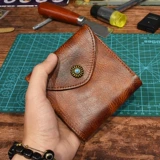 Японский ретро кошелек, короткий вместительный и большой бумажник, из натуральной кожи