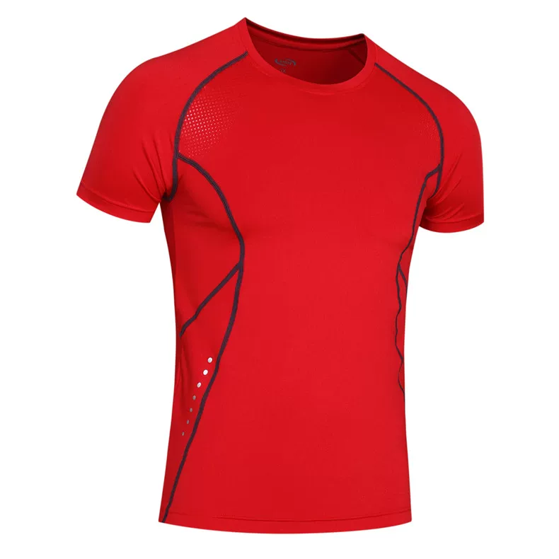 Sports elastic T-shirt for training, for beloved, tight, with short sleeve