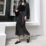 Hồng Kông hương vị retro chic2018 mới tính khí nhung váy dài thời trang chiffon khâu cao eo váy nữ mùa thu chân váy dạ tweed