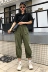 Dora Chaoren Hall Hồng Kông hương vị retro chic màu rắn ngắn tay T-Shirt + chùm chân chín quần quần âu phù hợp với nữ mùa hè