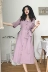 Dora Chaoren Hall Hồng Kông hương vị retro chic dài V-Cổ đơn ngực tie eo váy nữ gửi vành đai Váy eo cao