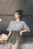 Dora Chaoren Hall Hồng Kông hương vị retro chic loose phần dài T-Shirt + dây đai bất thường váy phù hợp với phụ nữ bộ vest nữ Bộ đồ