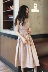 Dora Chaoren Hall Hồng Kông hương vị retro chic gỗ hoang dã tai eo eo là ren mỏng kẻ sọc váy nữ mùa hè Váy eo cao