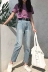 Dora Chaoren Hall Hong Kong hương vị retro chic cao eo lỏng mỏng củ cải hình jeans thẳng chín quần phụ nữ quần jean nữ hàng hiệu Quần jean