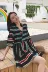 Dora Chaoren Hội Trường Hồng Kông hương vị retro chic màu sắc tương phản V-Cổ slim dress loose trumpet tay áo dài váy nữ mùa hè mẫu váy dài tay đẹp Váy dài