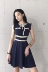 Dora Chaoren Hall Hồng Kông hương vị retro chic nấm bow tie Một chiếc váy từ tính mỏng đầm nữ mẫu đầm chữ a A-Line Váy