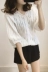 Mùa hè mới rỗng nửa tay áo voan áo nữ Hàn Quốc phiên bản của kích thước lớn lỏng T-Shirt ngắn tính khí ren trên quần áo sơ mi nữ tay ngắn Áo sơ mi chiffon ren