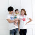 Hàn quốc cha mẹ và con mùa hè mới bông trắng cổ tròn ngắn tay t-shirt top du lịch bên bờ biển ảnh quần áo Trang phục dành cho cha mẹ và con