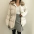 B mùa đông mới xuống cotton cotton phù hợp với phần dài eo phiên bản Hàn Quốc của cổ áo lông có thể tháo rời áo khoác nữ lạnh - Bông Bông