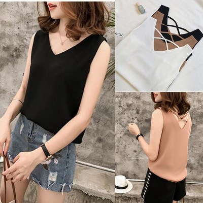 taobao agent T-shirt, sexy shiffon long-sleeve, plus size, internet celebrity, V-neckline, sleevless
