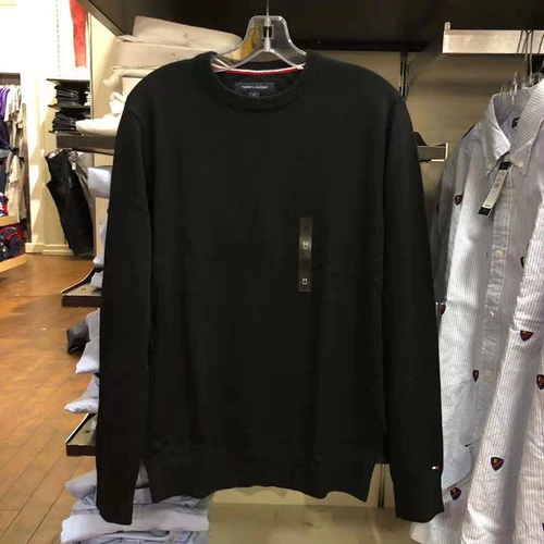 Tommy hilfiger, кашемировый красный лонгслив с круглым воротником, однотонный свитер, подходит для весны и осени