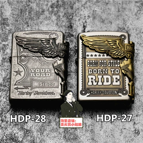 Зажигалка zippo, японская версия, двигатель Harley Sidehawk, древнее серебро, HDP-27, 28 крыльев, мужской подарок