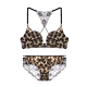 Honey Kiss Sexy Lace Beauty Back Front Leopard Print Dàn Bra Set Spring Gathering trên Đồ lót hình chữ V - Bộ đồ lót bikini đi biển đẹp 2021 Bộ đồ lót