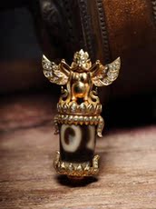 Украшения на шею 千年至纯老天珠断珠吊坠藏传老天珠天地珠断眼镶嵌大鹏鸟18k金钻