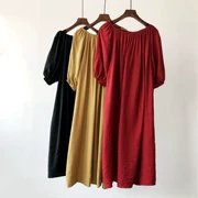 Đàn hồi từ cổ áo đồng ammonia lụa đầm màu rắn lỏng trùm đầu dài váy Hàn Quốc phiên bản có một vành đai!
